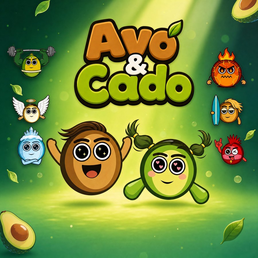 The eight playable characters of Avo and Cado